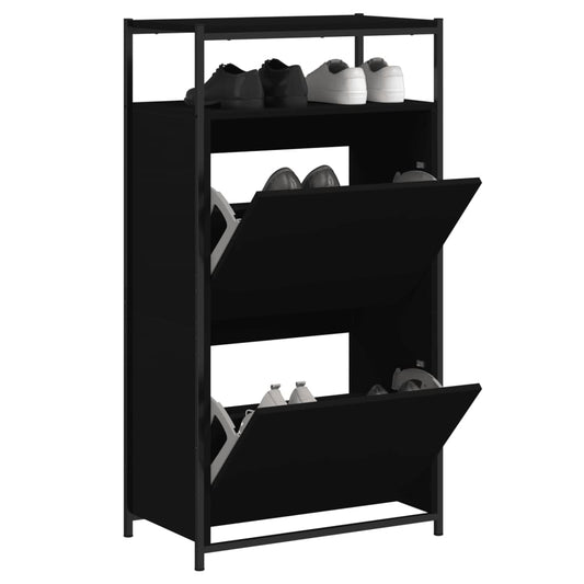 Scarpiera Nera 60x34x112 cm in Legno Multistrato - homemem39