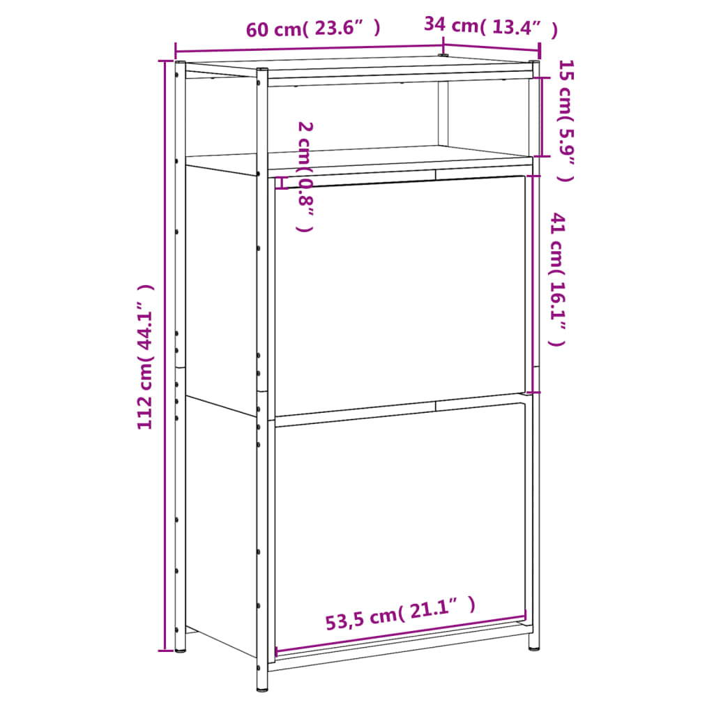 Scarpiera Rovere Sonoma 60x34x112 cm in Legno Multistrato - homemem39