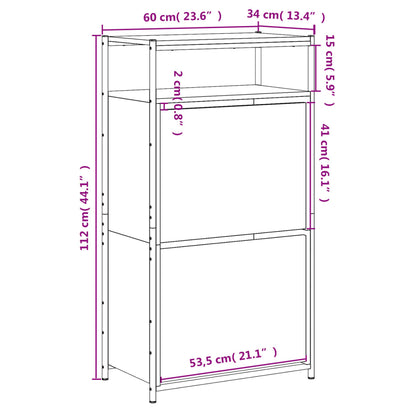 Scarpiera Grigio Sonoma 60x34x112 cm in Legno Multistrato - homemem39