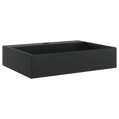 Lavandino 50x38x11 cm Blocco in Marmo/Minerale Nero Opaco - homemem39
