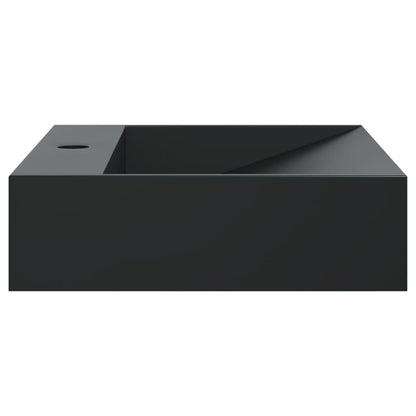 Lavandino 50x38x11 cm Blocco in Marmo/Minerale Nero Opaco - homemem39