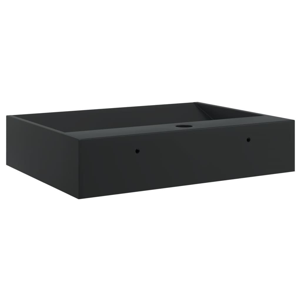 Lavandino 50x38x11 cm Blocco in Marmo/Minerale Nero Opaco - homemem39