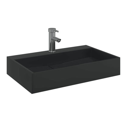 Lavandino 60x38x11 cm Blocco in Marmo/Minerale Nero Opaco - homemem39