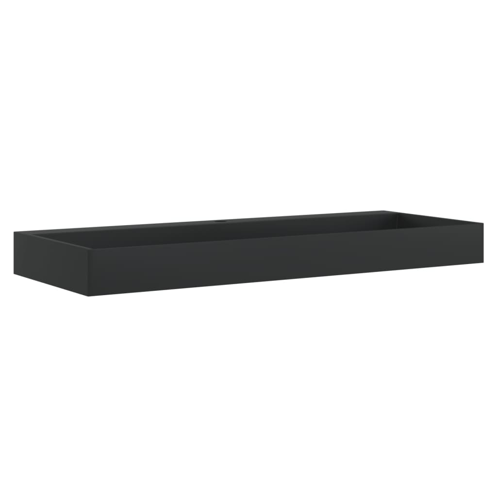 Lavandino 120x46x11 cm Blocco in Marmo/Minerale Nero Opaco - homemem39