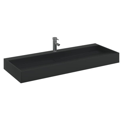 Lavandino 120x46x11 cm Blocco in Marmo/Minerale Nero Opaco - homemem39