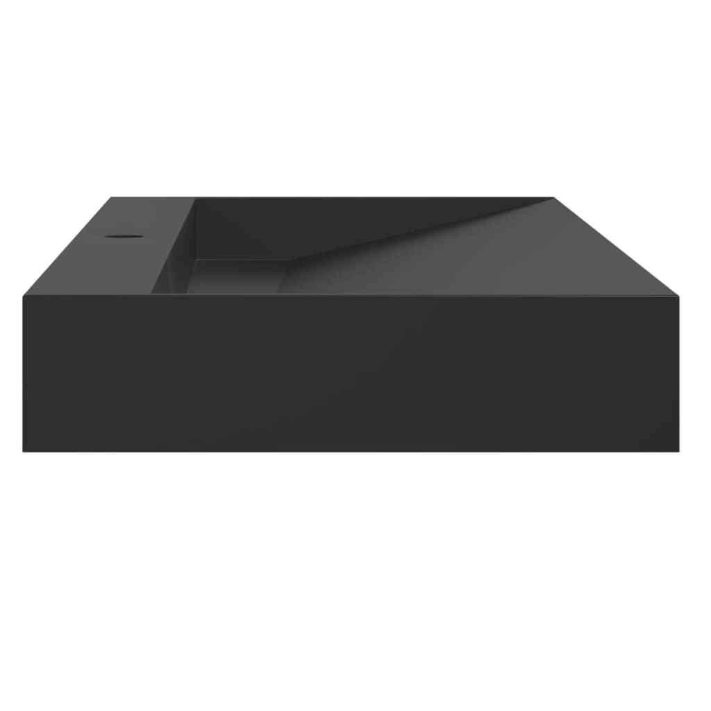 Lavandino 120x46x11 cm Blocco in Marmo/Minerale Nero Opaco - homemem39