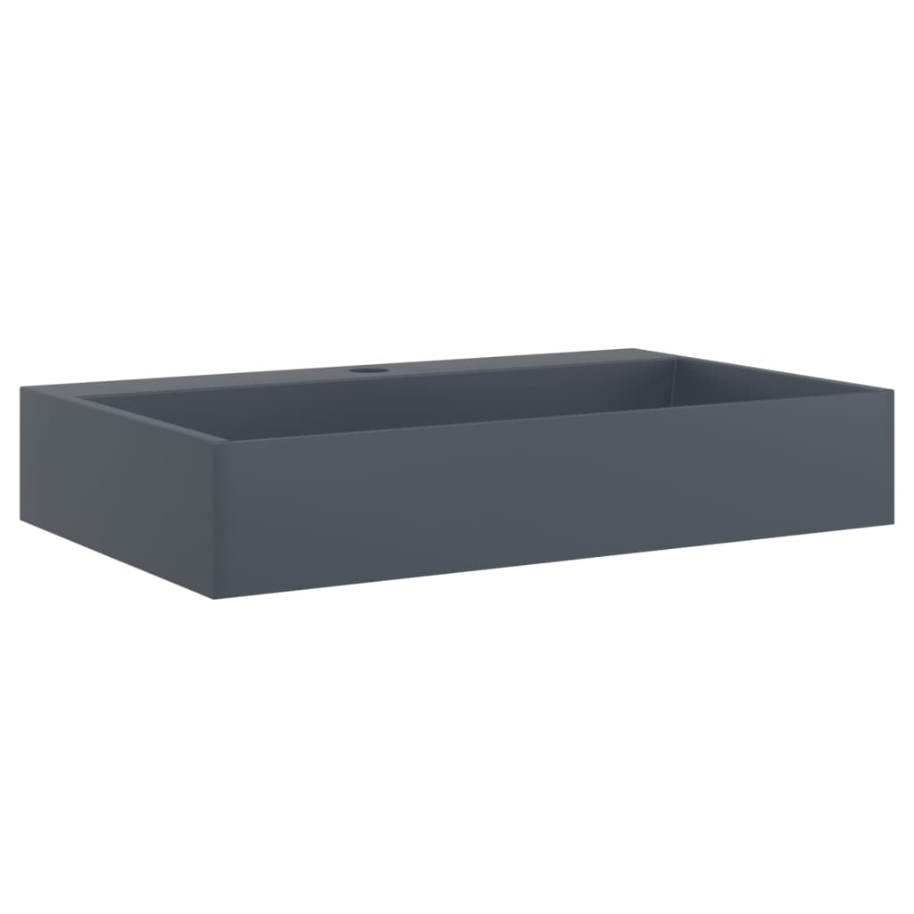 Lavandino 60x38x11 cm Blocco in Marmo/Minerale Antracite - homemem39