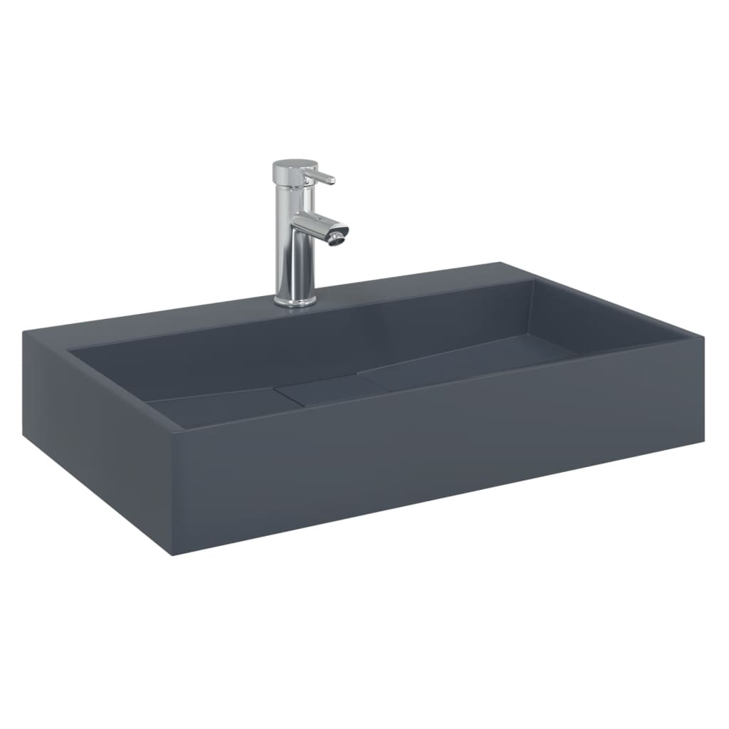 Lavandino 60x38x11 cm Blocco in Marmo/Minerale Antracite - homemem39