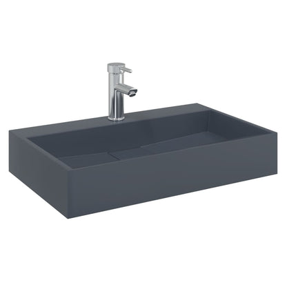 Lavandino 60x38x11 cm Blocco in Marmo/Minerale Antracite - homemem39
