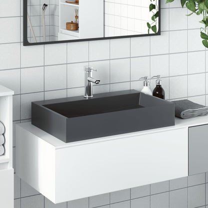 Lavandino 60x38x11 cm Blocco in Marmo/Minerale Antracite - homemem39
