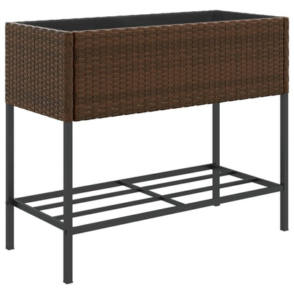 Fioriera da Giardino con Ripiano Marrone in Polyrattan | homemem39