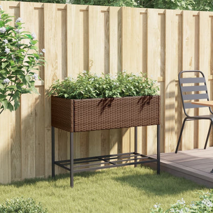 Fioriera da Giardino con Ripiano Marrone in Polyrattan | homemem39