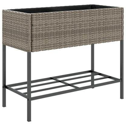 Fioriera da Giardino con Ripiano Grigia in Polyrattan