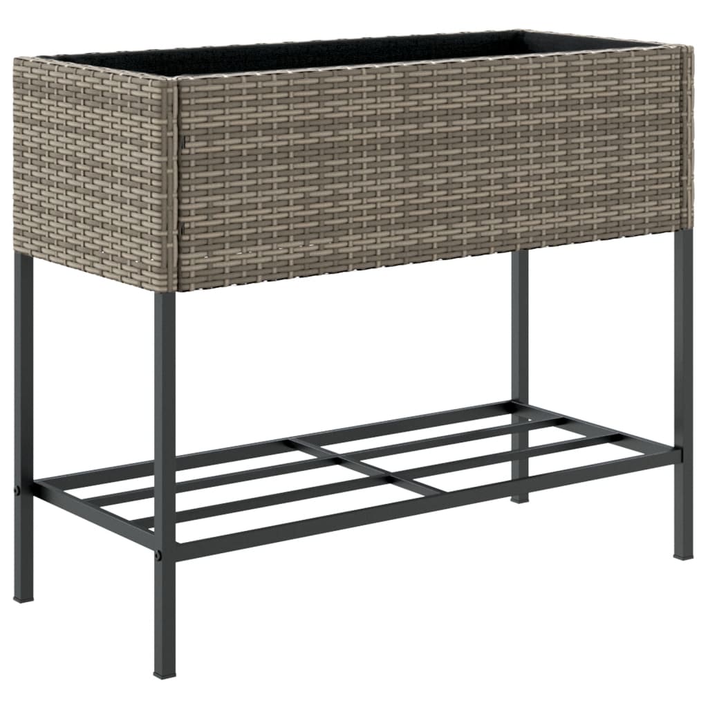 Fioriera da Giardino con Ripiano Grigia in Polyrattan | homemem39
