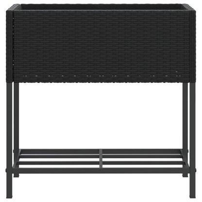 Fioriera da Giardino con Ripiano Nera in Polyrattan | homemem39