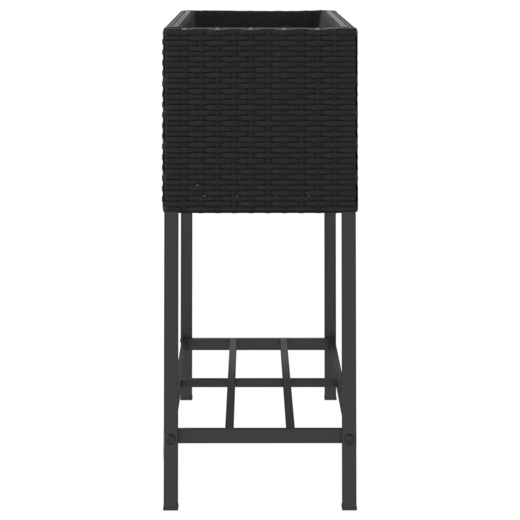 Fioriera da Giardino con Ripiano Nera in Polyrattan | homemem39