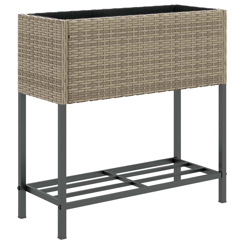 Fioriera da Giardino con Ripiano Grigia in Polyrattan