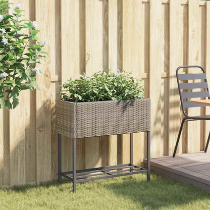 Fioriera da Giardino con Ripiano Grigia in Polyrattan