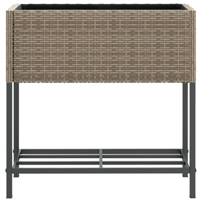 Fioriera da Giardino con Ripiano Grigia in Polyrattan