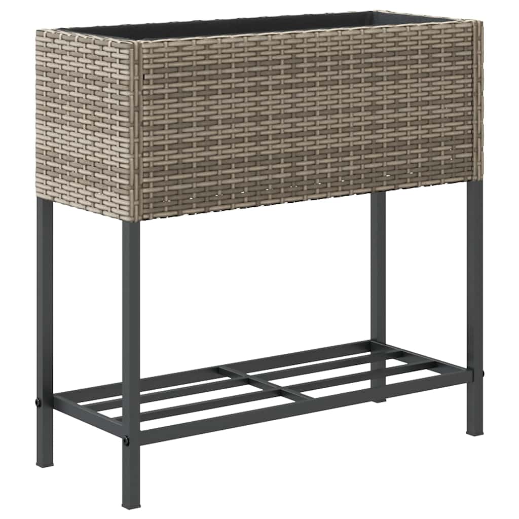 Fioriera da Giardino con Ripiano Grigia in Polyrattan