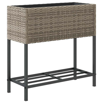 Fioriera da Giardino con Ripiano Grigia in Polyrattan