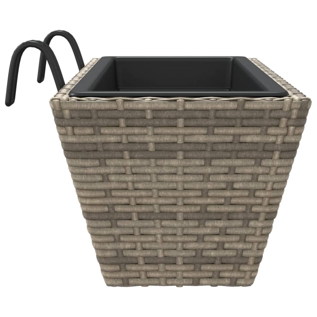 Fioriere con Ganci 2 pz Grigie in Polyrattan | homemem39