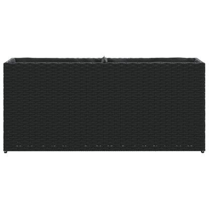 Fioriera da Giardino con 2 Vasi Nera 90x20x40 cm in Polyrattan