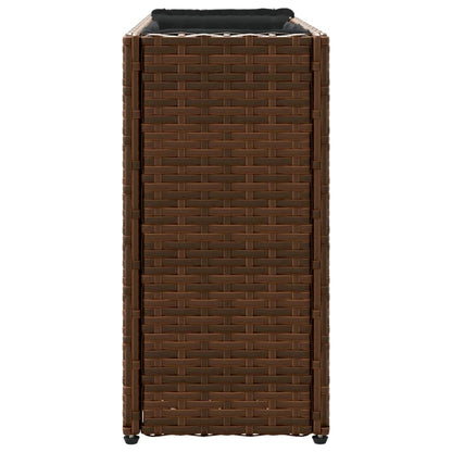 Fioriera con 2 Vasi Marrone 90x20x40 cm in Polyrattan | homemem39
