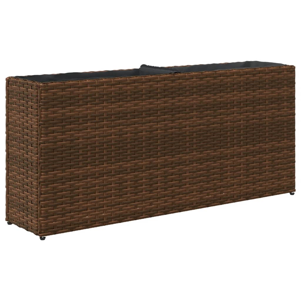 Fioriera con 2 Vasi Marrone 90x20x40 cm in Polyrattan | homemem39