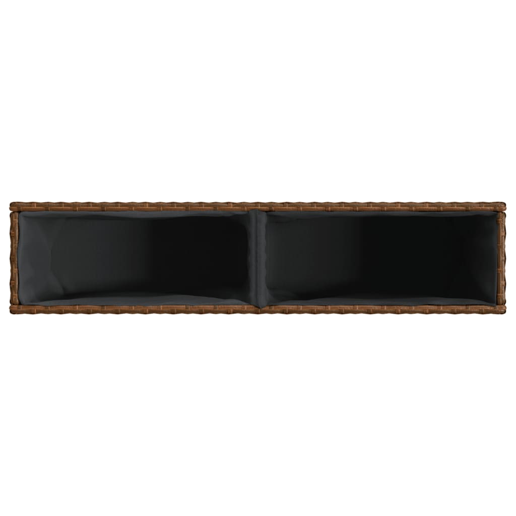 Fioriera con 2 Vasi Marrone 90x20x40 cm in Polyrattan | homemem39
