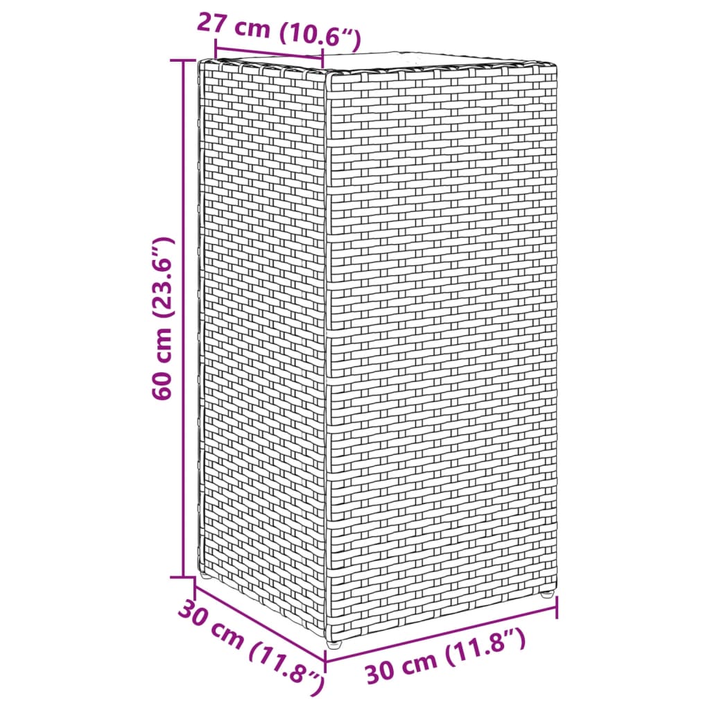 Fioriera da Giardino Nero 30x30x60 cm in Polyrattan - homemem39