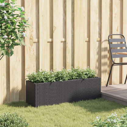 Fioriera da Giardino con 3 Vasi Nera 105x30x32 cm in Polyrattan