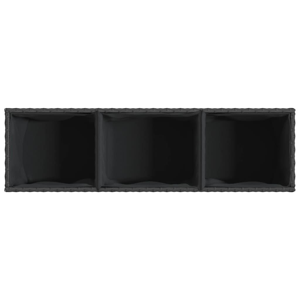 Fioriera da Giardino con 3 Vasi Nera 105x30x32 cm in Polyrattan