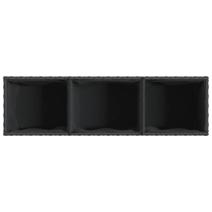 Fioriera da Giardino con 3 Vasi Nera 105x30x32 cm in Polyrattan