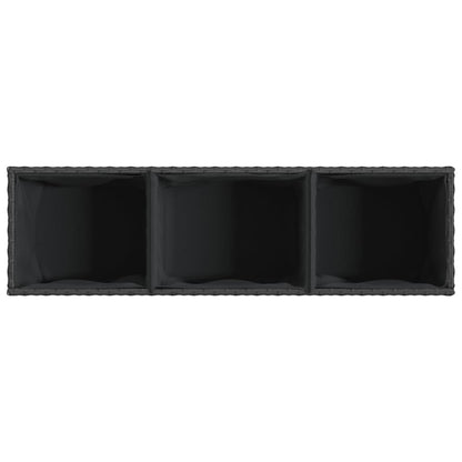 Fioriera con Ruote e 3 Vasi Nera 107x32x38 cm in Polyrattan