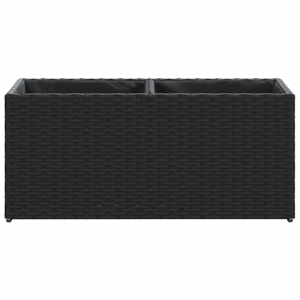 Fioriera da Giardino con 2 Vasi Nera 72x30x32 cm in Polyrattan | homemem39