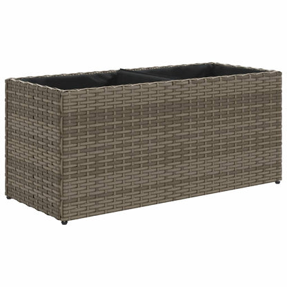 Fioriera da Giardino con 2 Vasi Grigia 72x30x32 cm Polyrattan