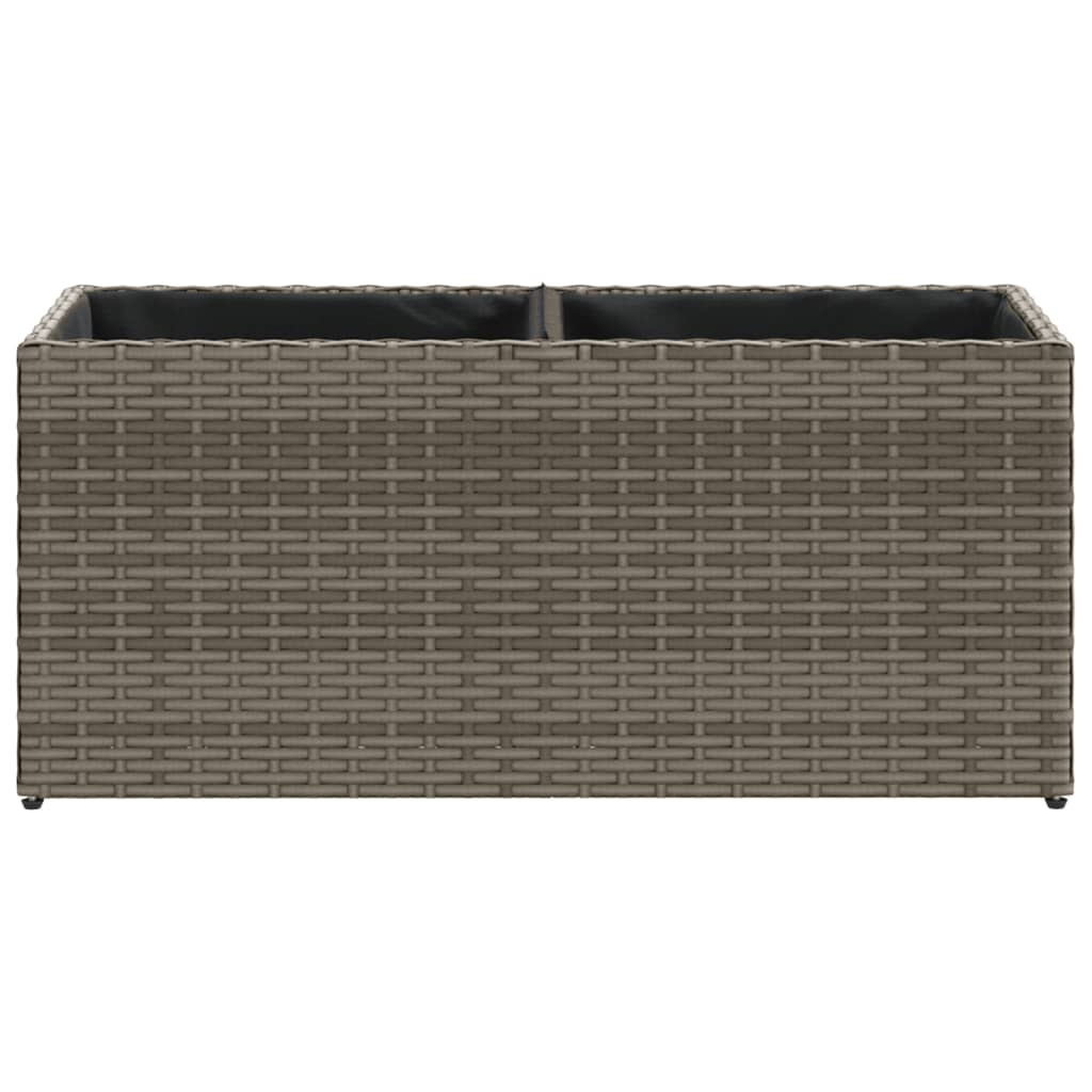 Fioriera da Giardino con 2 Vasi Grigia 72x30x32 cm Polyrattan | homemem39