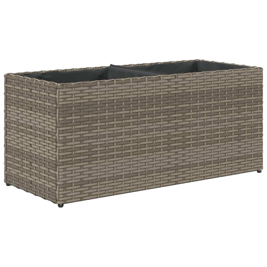 Fioriera da Giardino con 2 Vasi Grigia 72x30x32 cm Polyrattan | homemem39