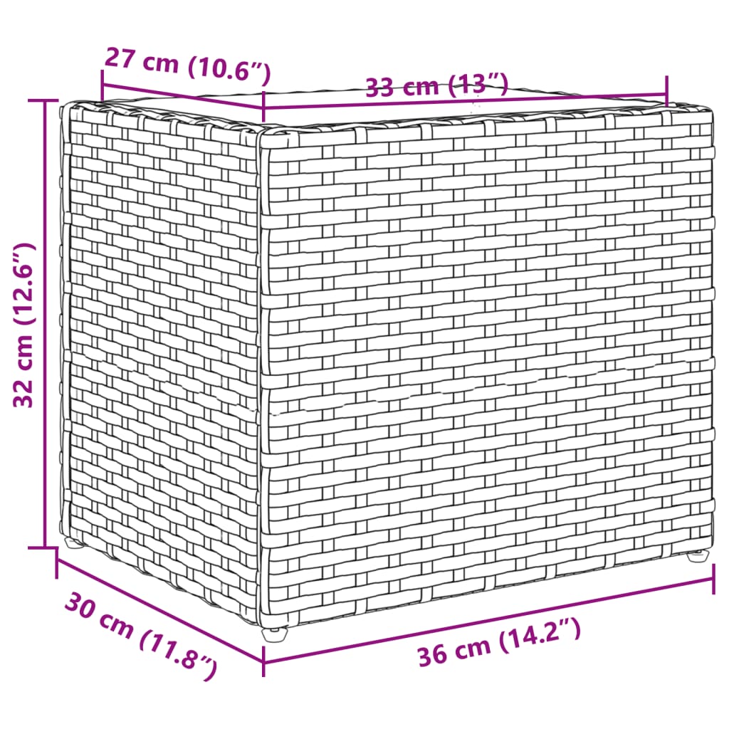 Fioriera da Giardino Grigia 36x30x32 cm in Polyrattan | homemem39