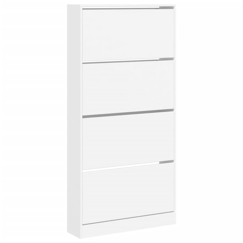 Scarpiera con 4 Cassetti Ribaltabili Bianca 80x21x163,5 cm | homemem39