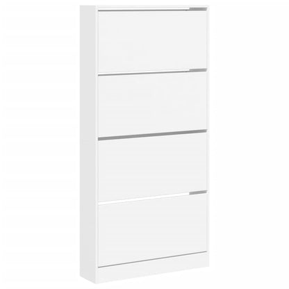 Scarpiera con 4 Cassetti Ribaltabili Bianca 80x21x163,5 cm | homemem39