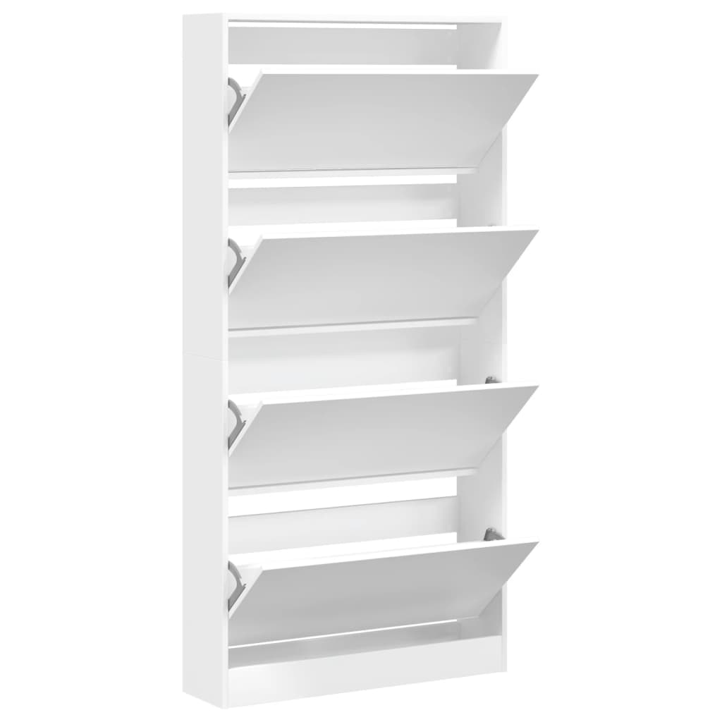 Scarpiera con 4 Cassetti Ribaltabili Bianca 80x21x163,5 cm | homemem39