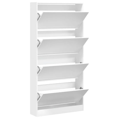 Scarpiera con 4 Cassetti Ribaltabili Bianca 80x21x163,5 cm | homemem39