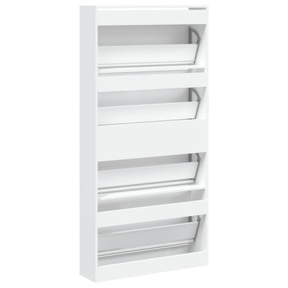 Scarpiera con 4 Cassetti Ribaltabili Bianca 80x21x163,5 cm - homemem39