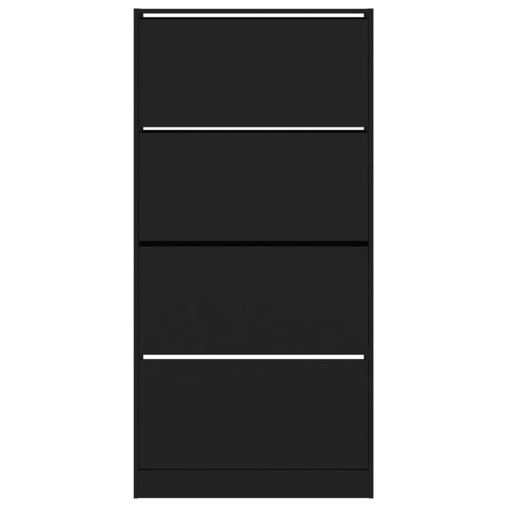Scarpiera con 4 Cassetti Ribaltabili Nera 80x21x163,5 cm - homemem39