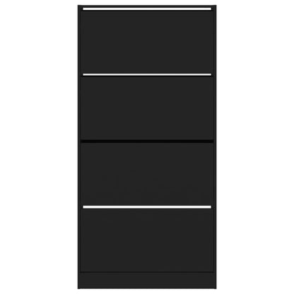 Scarpiera con 4 Cassetti Ribaltabili Nera 80x21x163,5 cm - homemem39