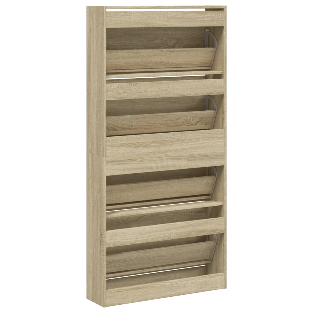 Scarpiera 4 Cassetti Ribaltabili Rovere Sonoma 80x21x163,5 cm - homemem39