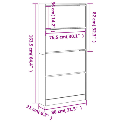 Scarpiera 4 Cassetti Ribaltabili Rovere Sonoma 80x21x163,5 cm - homemem39
