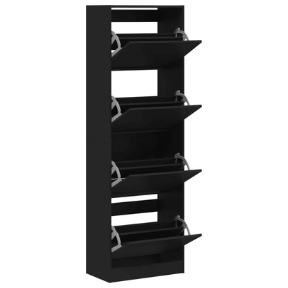 Scarpiera con 4 Cassetti Ribaltabili Nera 60x34x187,5 cm - homemem39